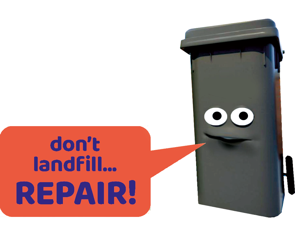 Will E. Bin says recycle, repair, reuse and keep it out of landfill!